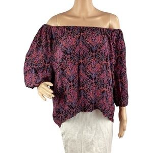 Joie Silk Top Size S Purple Print Off Shoulder